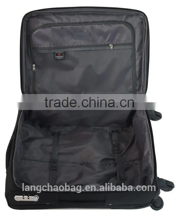2015 EVA Fabric Material Black Most Popular Built-in 2 Wheels Luggage