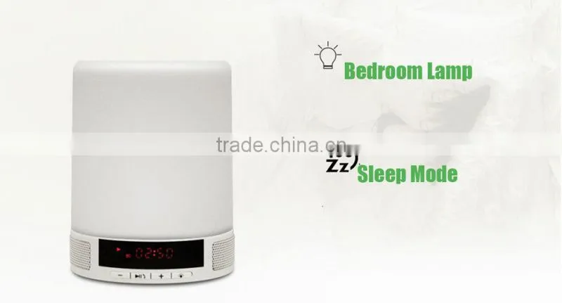 New trend hot bedroom product touch control led lamp blueooth speaker with LED screen clock display and alarm clock function