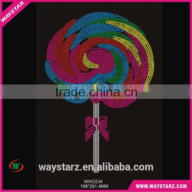 Lollipop Motif Iron On Rhinestones Heat Press Transfers
