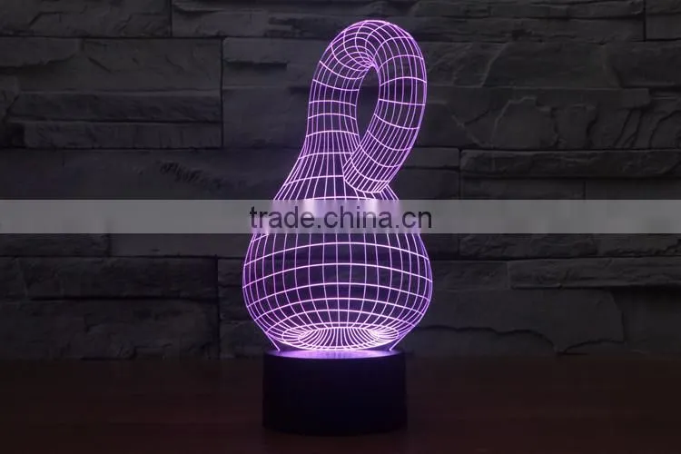 calabash shape 3d optical illusion acrylic led night light lamp touch control + battery operated christmas led lights