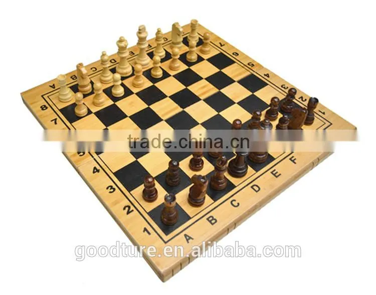 Bamboo Book Shape Folding Chess Set With Wooden Chessmen King Height 6.5cm