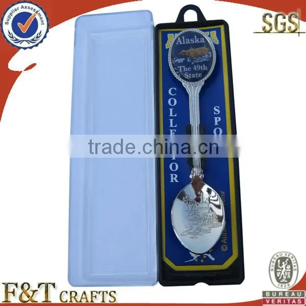 Custom plating nickle bank souvenir spoon for wholesales
