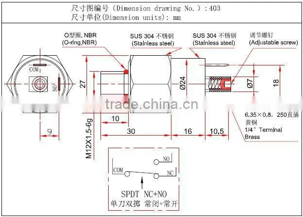 Adjustable oil pressure switch for air compressor