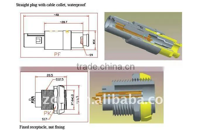 waterproof IP68 metal electrical connector