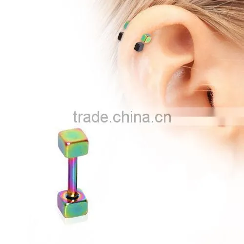 Earring Tragus Ear Helix Cartilage Stainless Steel Barbell Dice