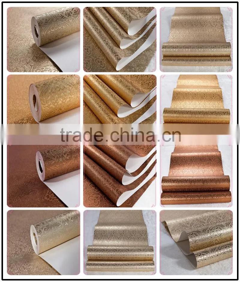 2015 luxury metallic silver aluminum glitter leaf gold wallpaper gold foil wallpaper