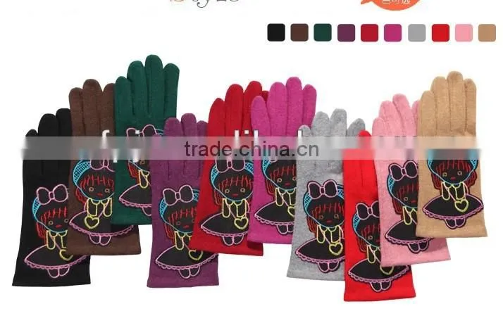 Lovely girl knitted wool gloves with 2014 new design