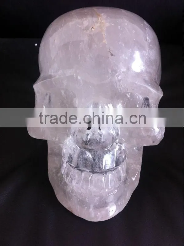 Natural Handmade Clear Crystal Skull With Hollow Chin