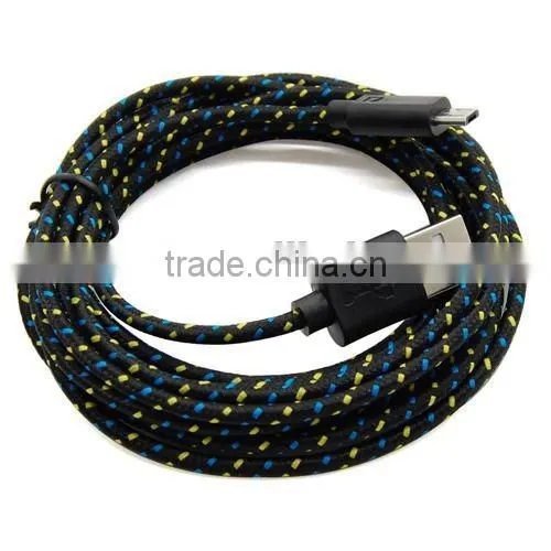 Colorful Fabric Braided Data Cable Micro USB Data Sync Charger Cable Cord for Android Samsung Galaxy S2 S3 S4