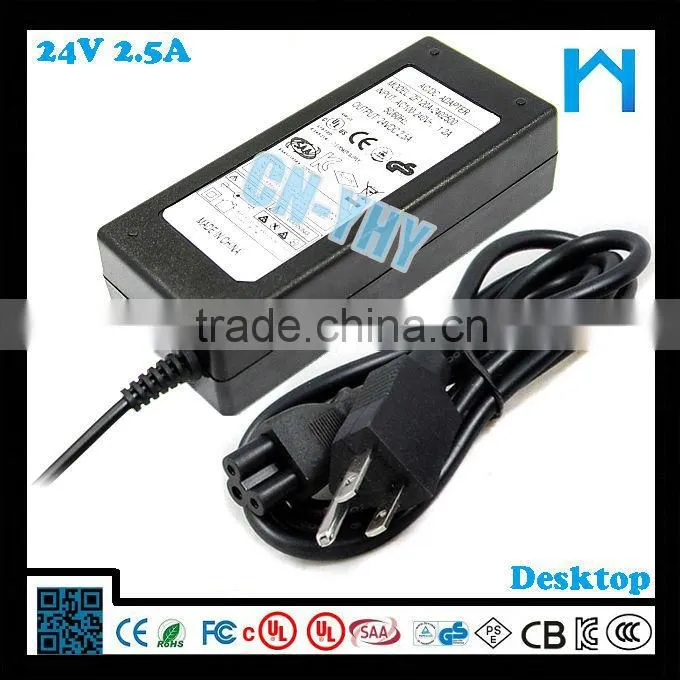 ac 110 240v 50 60hz 24v 2.5a 60w ac dc wall mounted power adaptor