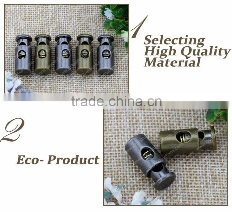 Factory supply plastic cord stopper with metal spring for garment