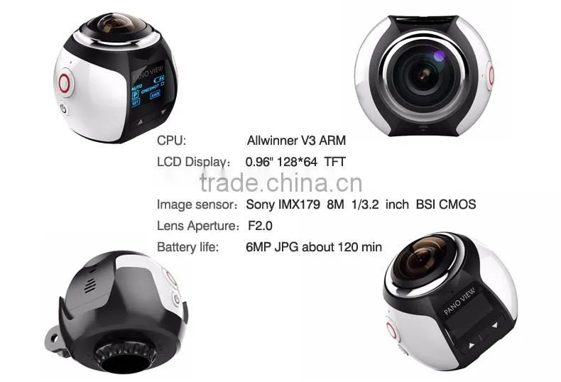 Hot new products 8MP 360 degree Panoramic HD Action Camera waterproof