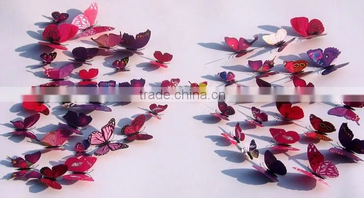 New 3D DIY 12PCS Multi-Color Butterfly Wall Sticker Home Wedding Room Art Decor