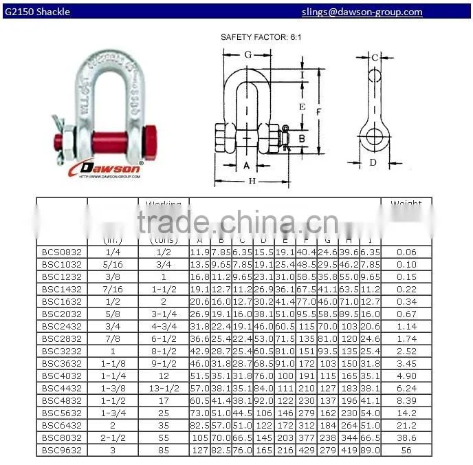 Dawson carbon steel shackle with great price