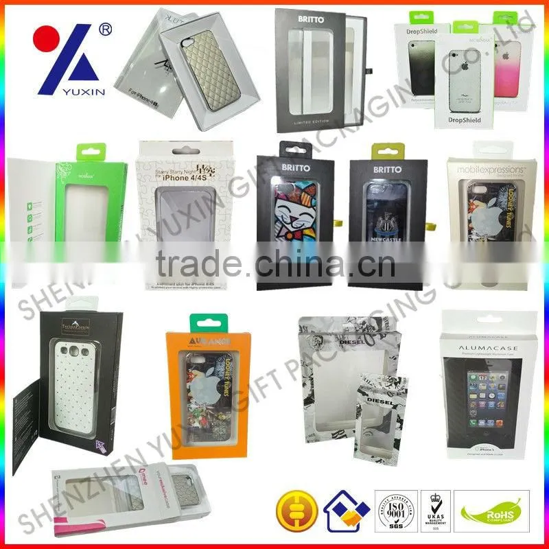 hot sell top quality hard paper gift box with clear window for iphone case/ ipad case packaging box factory price/free sample
