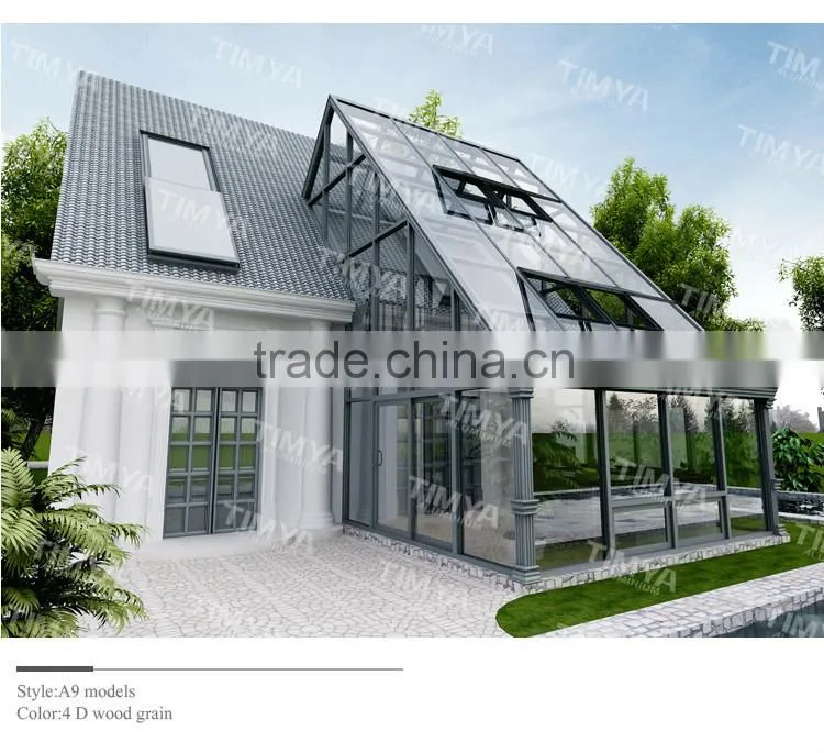 2015 China aluminum sunroom designs commercial greenhouse for sale