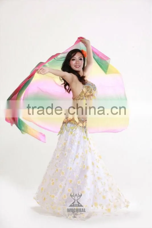 Wholesale Qiancai Wuchieal cheap colorful Belly Dance Veil,professional Indian bellydance veil SJ001