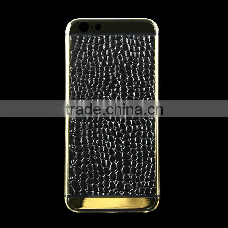 Special leather design for iphone gold back for iphone gold 24k housing
