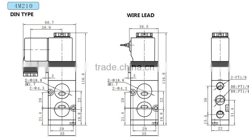 4M210-08 Solenoid Valve-Pneumatic Plate Type-AIRTAC type