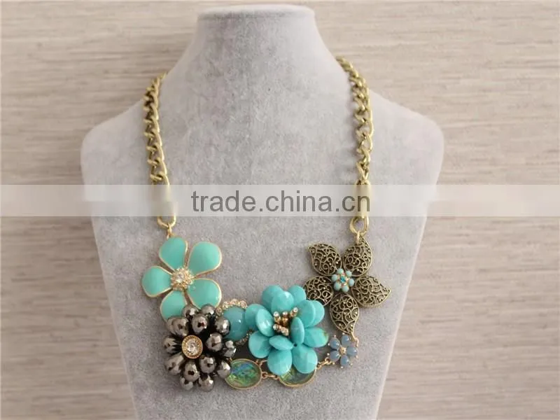 Crystal jewelry necklace, flower choker necklace, Fashion Necklace Gold Necklace