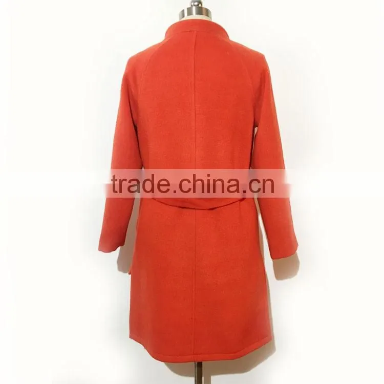 2016AW woolen garment customized woman's fashion long coats double buckle tie belts