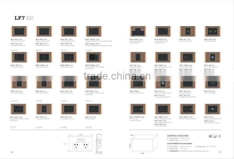 zink alloy wall switch and socket