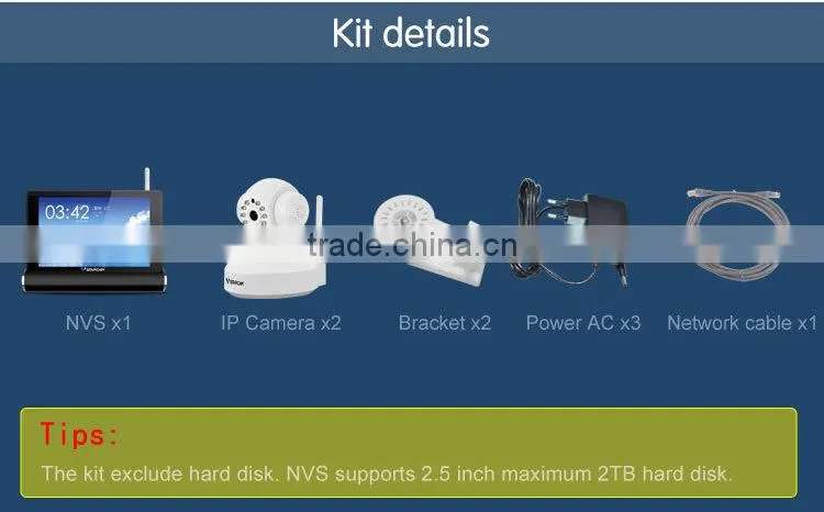 7inch touch screen HD Wifi NVS Hot New Products Real time record 7 inches touch screen home security alarm camera system