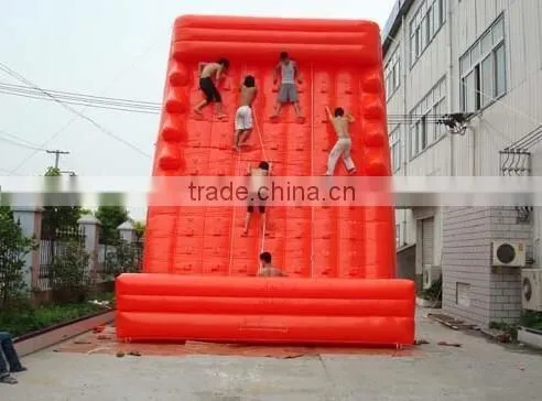orange inflatable climbing wall