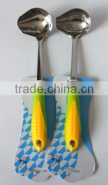 new plastic corn handle stainless steel kitchen utensil gravy ladle tasting ladle