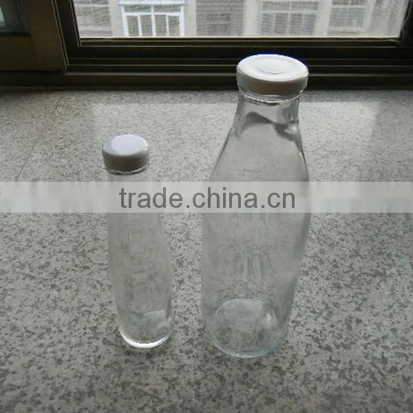 250ml clear glass milk bottle with metal lid