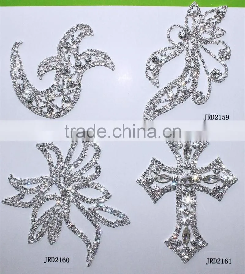 Top Sell Silver Beaded Rhinestone Trim Applique For Wedding Dress