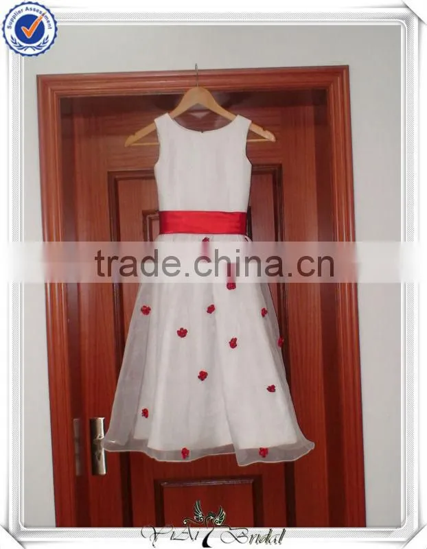 PP0026 Real Sample Hot Selling Flower girl dresses white and red children wedding dress for kids