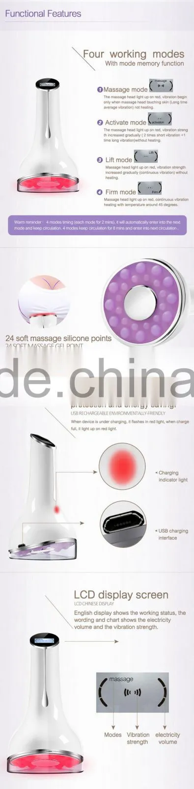 New Breast Accupuncture Massager With Sonic Vibration And Micro-Current