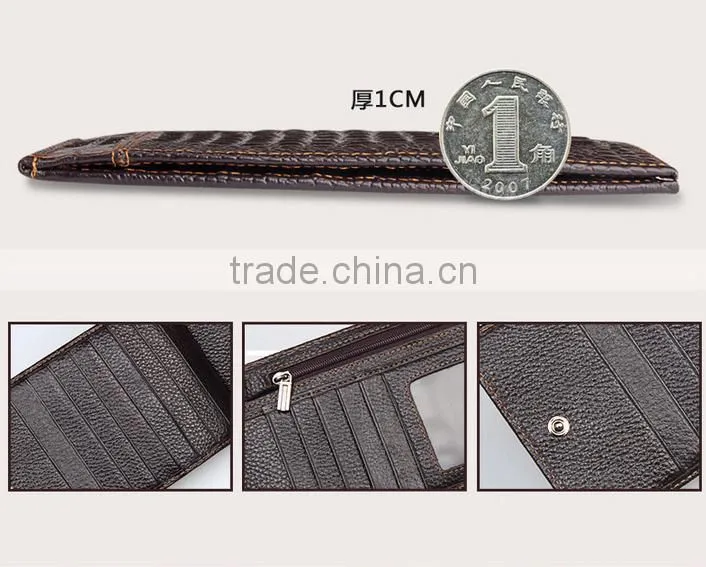 2016 new design fashion 100%Genuine Leather Wallet,Crocodile 3D purse men long wallet card handbag wallet