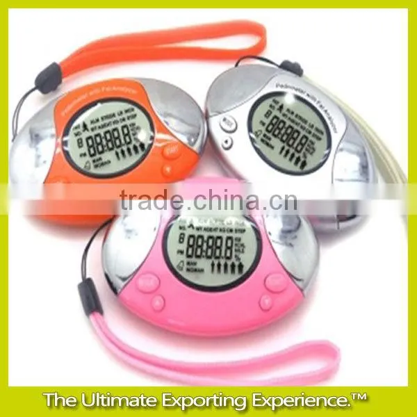 Fat Pedometer,Body fat analyzer pedometer with time and cord