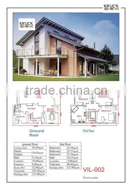 CE light steel structure villa