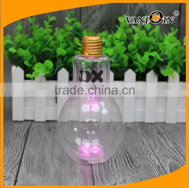 Clear 320ml Bulb Bottles PET Plastic with Different Caps for Beverage Packages