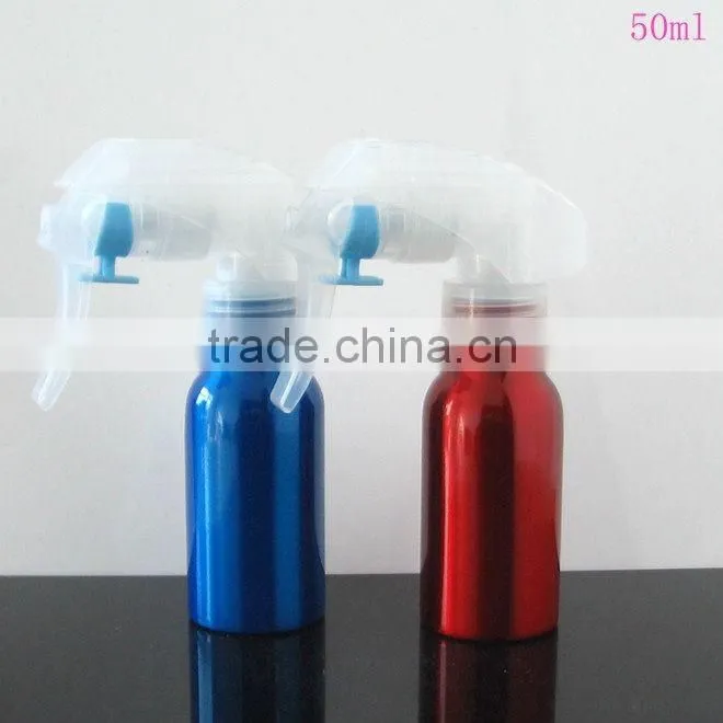 2017 Wholesale 30m -500ml empty aluminum bottle with mouse trigger sprayer aluminum trigger spray bottle for cosmetic packaging