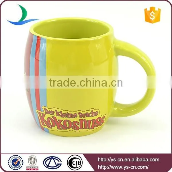 YSm0026 Light green glazed chunky mug with cute cartoon
