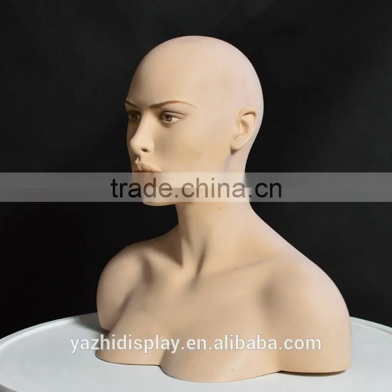Mannequin Head Female Displaying Hats, wigs, scarves, and necklaces