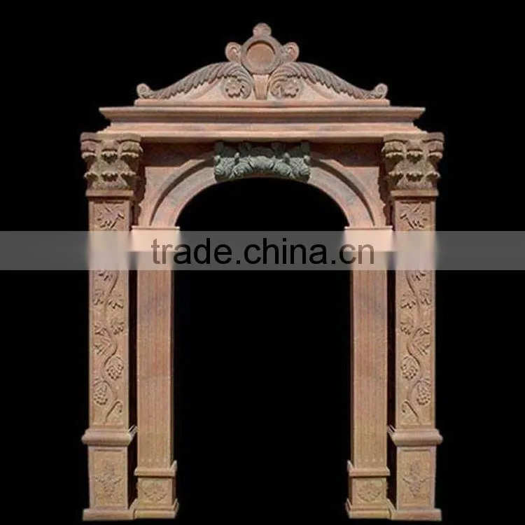 White Marble Arch Door Frame with Figure Design