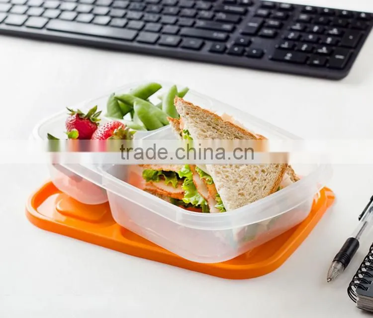 New products 3 compartment plastic bento food lunch box