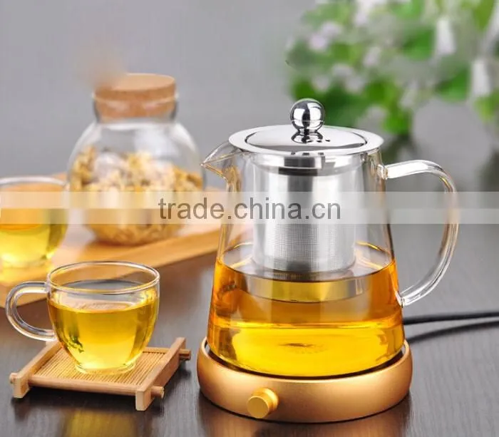 Hand Blown Glass Teapot Stainless Steel Infuser & Glass Lid teapot kettle coffee