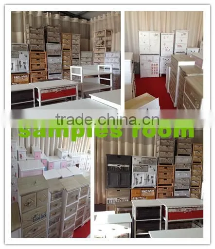 Elegance rural style wood cabinet with 7 wicker drawers wholesale