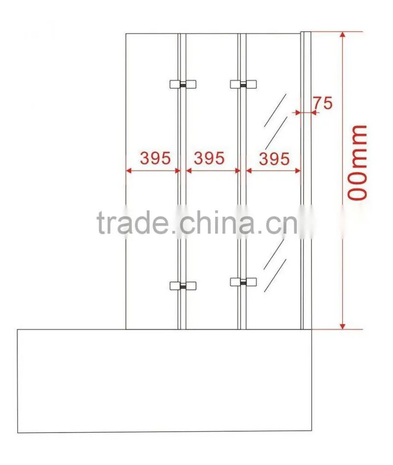 Easy Cleaning Folding Bath Screen
