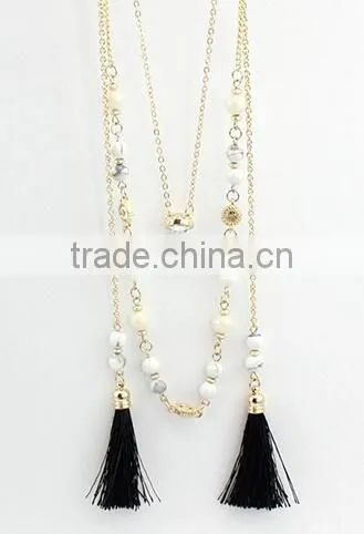 Latest design fashion 18k gold color gemstone necklace