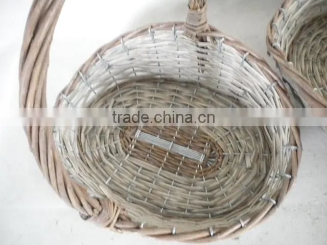High handle wicker woven artificial flower basket gift