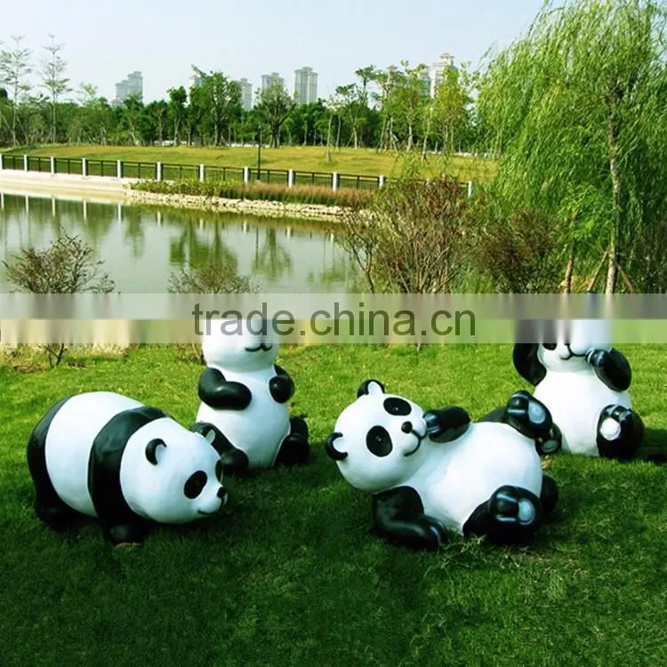 resin outdoor animal statues fiberglass garden panda statue for sale