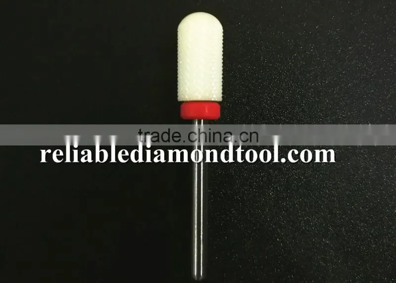 Polishing Drill Barrel Ball Total Length 40MM Fine Type Head Blade Diameter 13MM White Ceramic Burr for Nail