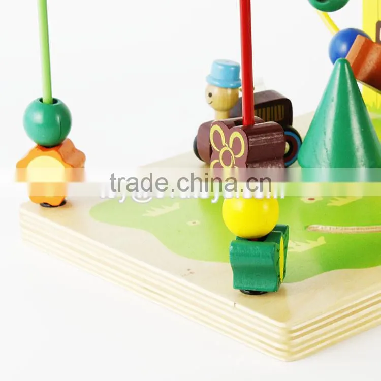 new design bead maze wooden kids roller coaster toy for education W11B141-S